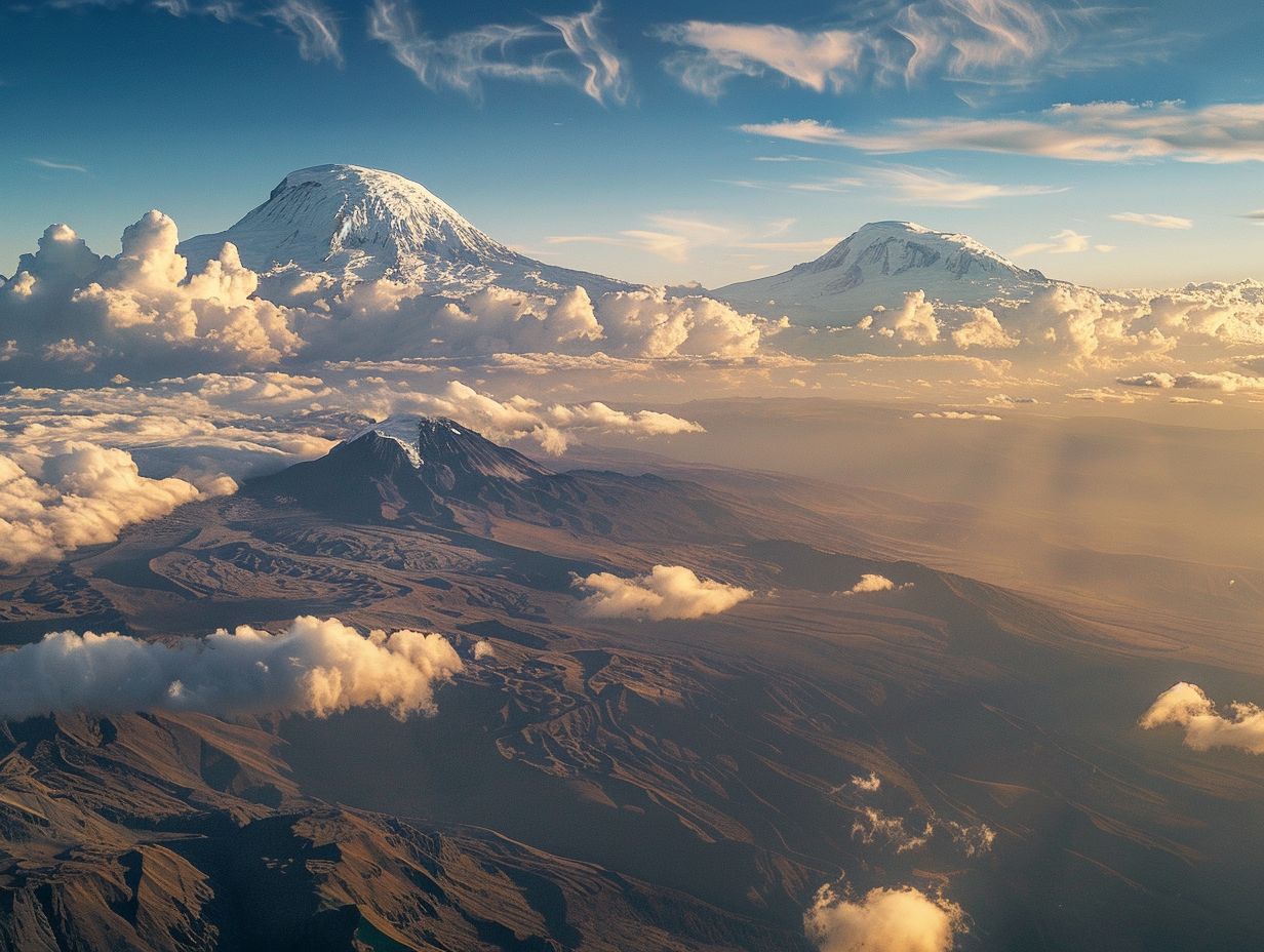 What is the difference in height between Kilimanjaro and Elbrus?
